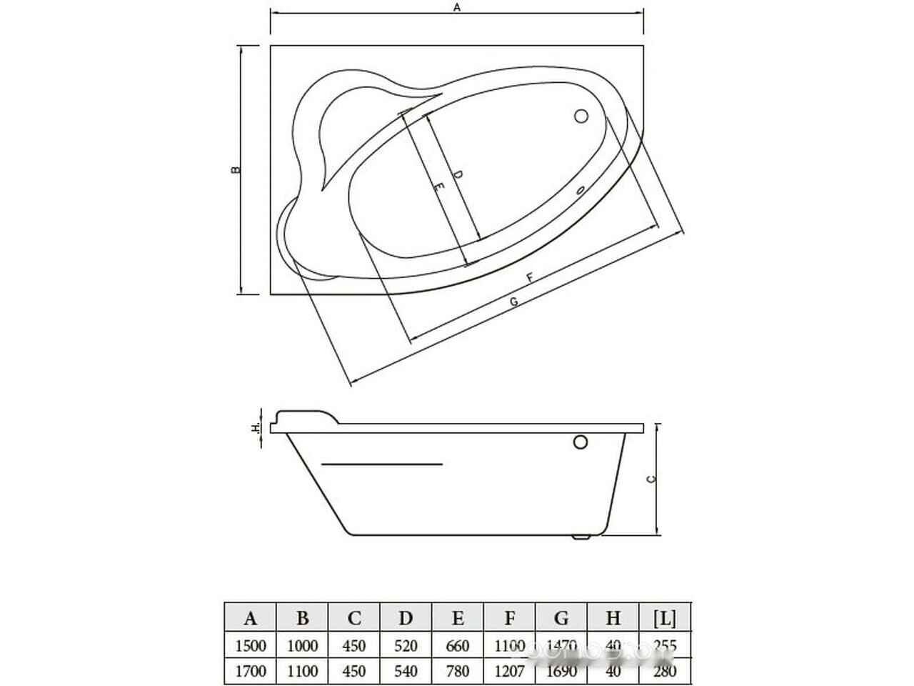 Ванна Bonito Home Rosa 150x100R (с ножками) Ванна Bonito Home Rosa 150x100R (с ножками)