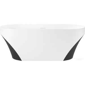 Ванна Wellsee Croquis 166x77 230302002 (отдельностоящая ванна матовый белый/матовый черный, экран, ножки, сифон-автомат матовый белый)