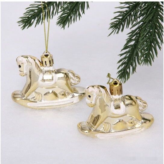 Елочная игрушка Серпантин Волшебная лошадка 2 шт (золотистый) 916-0260
