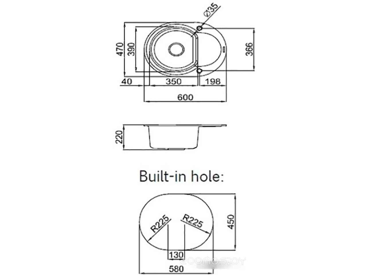 Кухонная мойка Elleci Easy Round 600 G40 Full Black/Nero LGYR6040 Кухонная мойка Elleci Easy Round 600 G40 Full Black/Nero LGYR6040