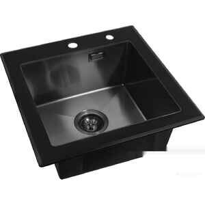 Кухонная мойка ARFEKA ECO AR 500*500 GS BLACK GLASS + BLACK PVD NANO