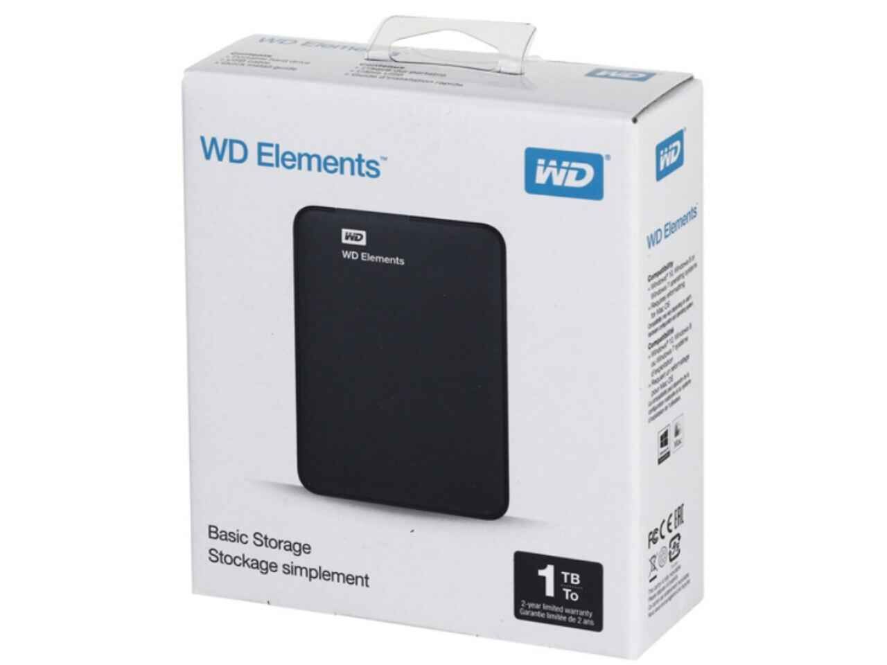 Внешний жёсткий диск Western Digital Elements Portable 1TB WDBUZG0010BBK-WESN