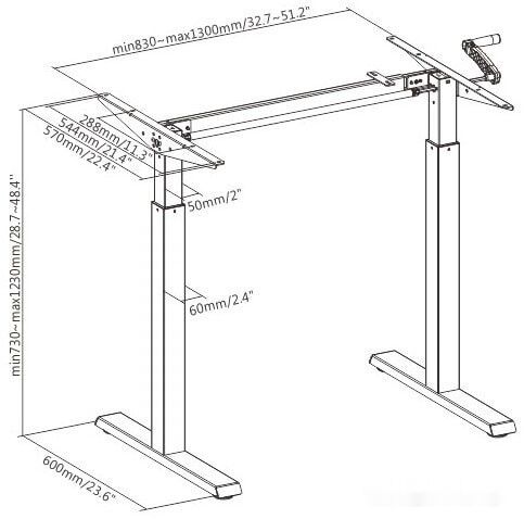 Стол для работы стоя ErgoSmart Manual Desk Compact 1360x800x36 мм (альпийский белый/белый)