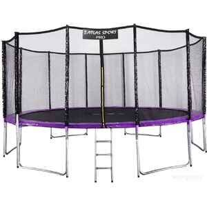 Батут Atlas Sport 490 см - 16ft Pro (с лестницей, внешняя сетка, сливовый)