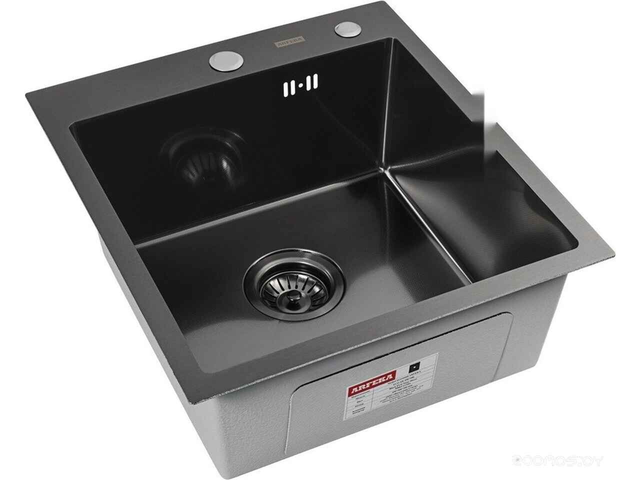 Кухонная мойка ARFEKA ECO AR 450*500 BLACK PVD NANO DECOR MILLET GRAINS Кухонная мойка ARFEKA ECO AR 450*500 BLACK PVD NANO DECOR MILLET GRAINS