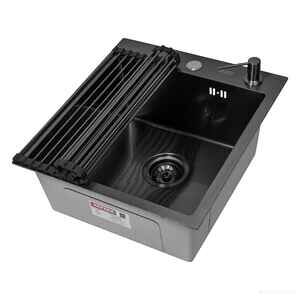 Кухонная мойка ARFEKA ECO AR 450*500 роллер-мат, дозатор BLACK +RM AR+DS AR