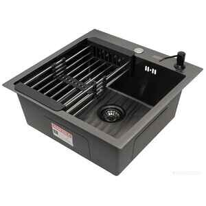 Кухонная мойка ARFEKA ECO AR 500*500, коландер, дозатор BLACK DECOR CL AR+DS AR УТ-00003600