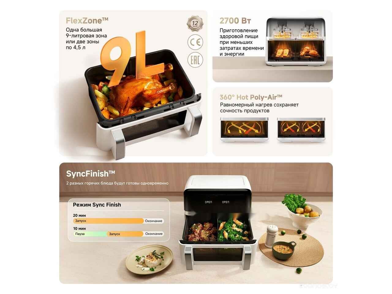 Аэрогриль (аэрофритюрница) Trouver Air Fryer FD20 Pro AF-5518ATB (белый) Аэрогриль (аэрофритюрница) Trouver Air Fryer FD20 Pro AF-5518ATB (белый)