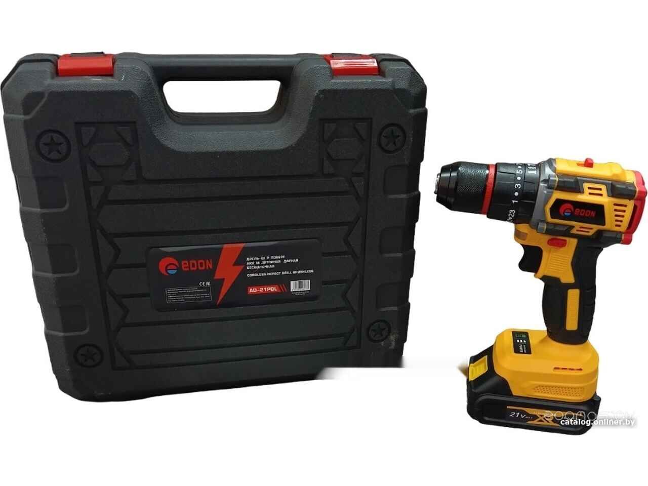 Дрель-шуруповерт Edon AD-21PBL (с 2-мя АКБ, кейс, набор оснастки) Дрель-шуруповерт Edon AD-21PBL (с 2-мя АКБ, кейс, набор оснастки)