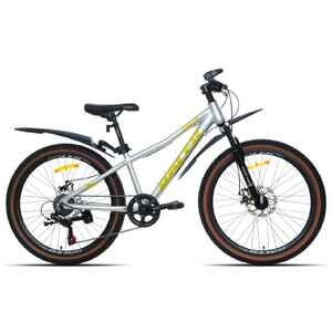 Велосипед Racer Tempo 24 (12, серебристый с желтым, 2025) Велосипед Racer Tempo 24 (12, серебристый с желтым, 2025)