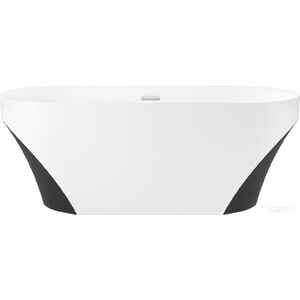 Ванна Wellsee Croquis 166x77 230302001 (отдельностоящая ванна матовый белый/матовый черный, экран, ножки, сифон-автомат хром)