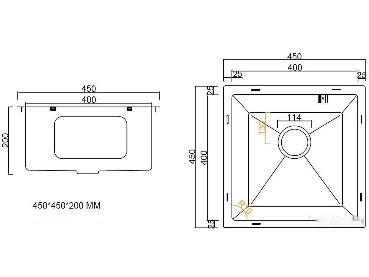 Кухонная мойка ARFEKA ECO AR 450*450 BLACK PVD NANO Кухонная мойка ARFEKA ECO AR 450*450 BLACK PVD NANO