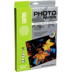 Фотобумага Cactus Двусторонняя матовая A4 190 г/кв.м. 100 листов (CS-MA4190100DS) Фотобумага Cactus Двусторонняя матовая A4 190 г/кв.м. 100 листов (CS-MA4190100DS)