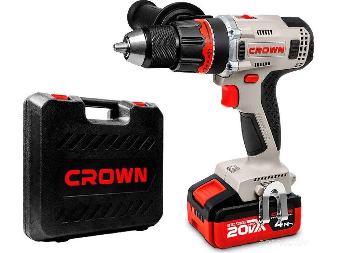 Дрель-шуруповерт Crown CT21090HMX-4 BMC (с 2-мя АКБ 4Ah, кейс) Дрель-шуруповерт Crown CT21090HMX-4 BMC (с 2-мя АКБ 4Ah, кейс)