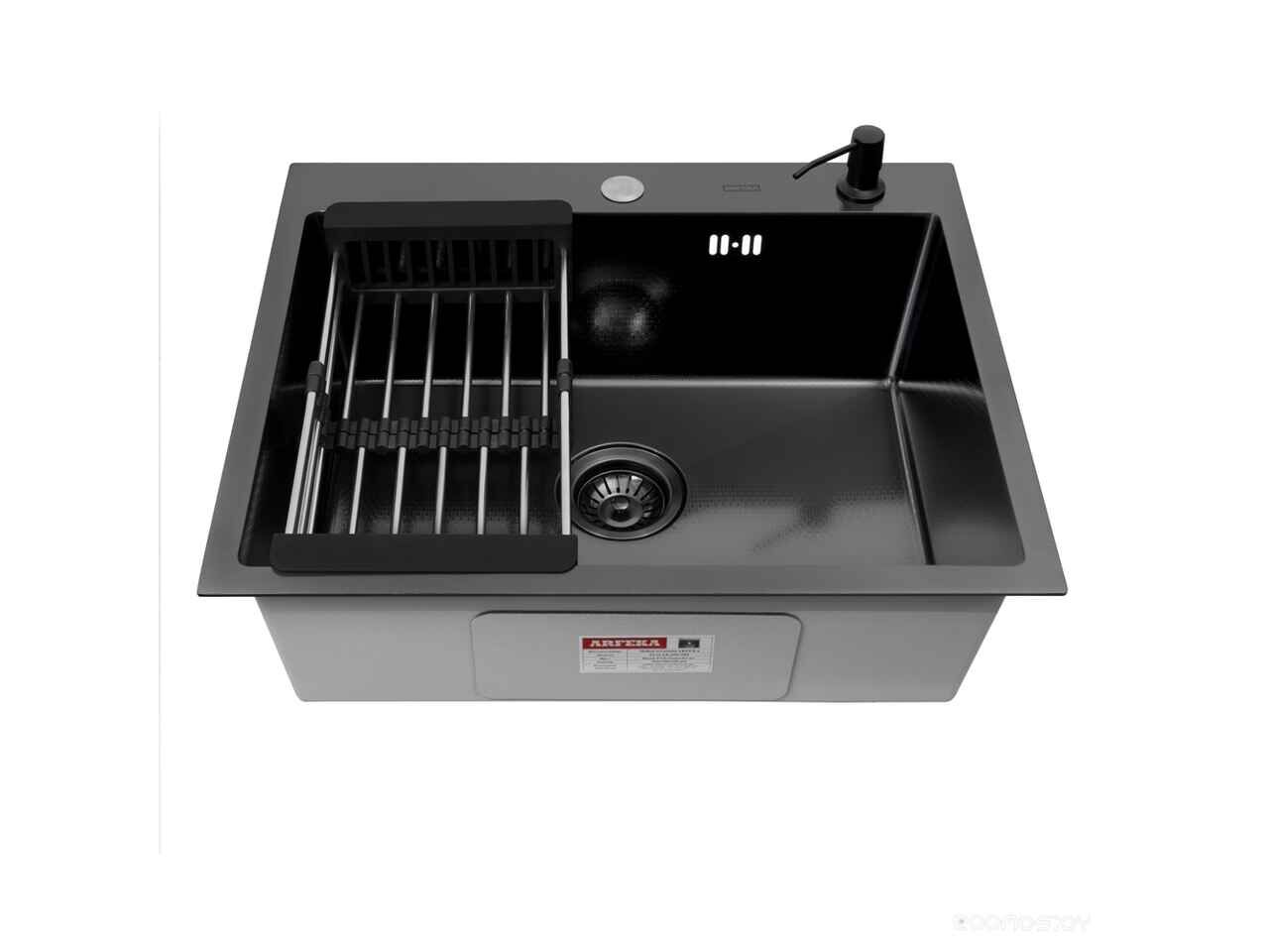 Кухонная мойка ARFEKA ECO AR 600*500, коландер, дозатор BLACK DECOR +CL AR+DS AR УТ-00003606 Кухонная мойка ARFEKA ECO AR 600*500, коландер, дозатор BLACK DECOR +CL AR+DS AR УТ-00003606