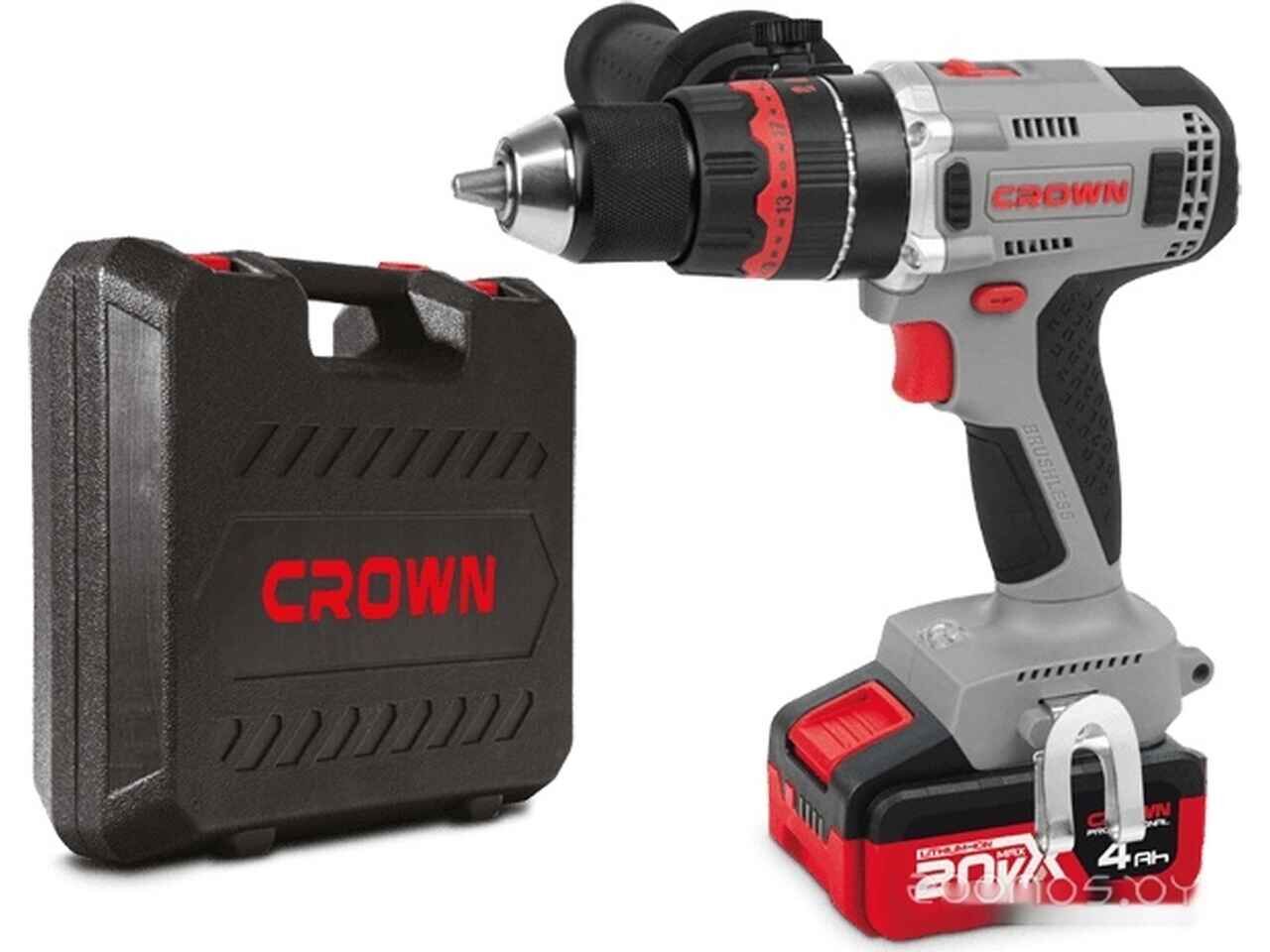 Ударная дрель-шуруповерт Crown CT21093HMX-4 BMC (с 2-мя АКБ, кейс) Ударная дрель-шуруповерт Crown CT21093HMX-4 BMC (с 2-мя АКБ, кейс)