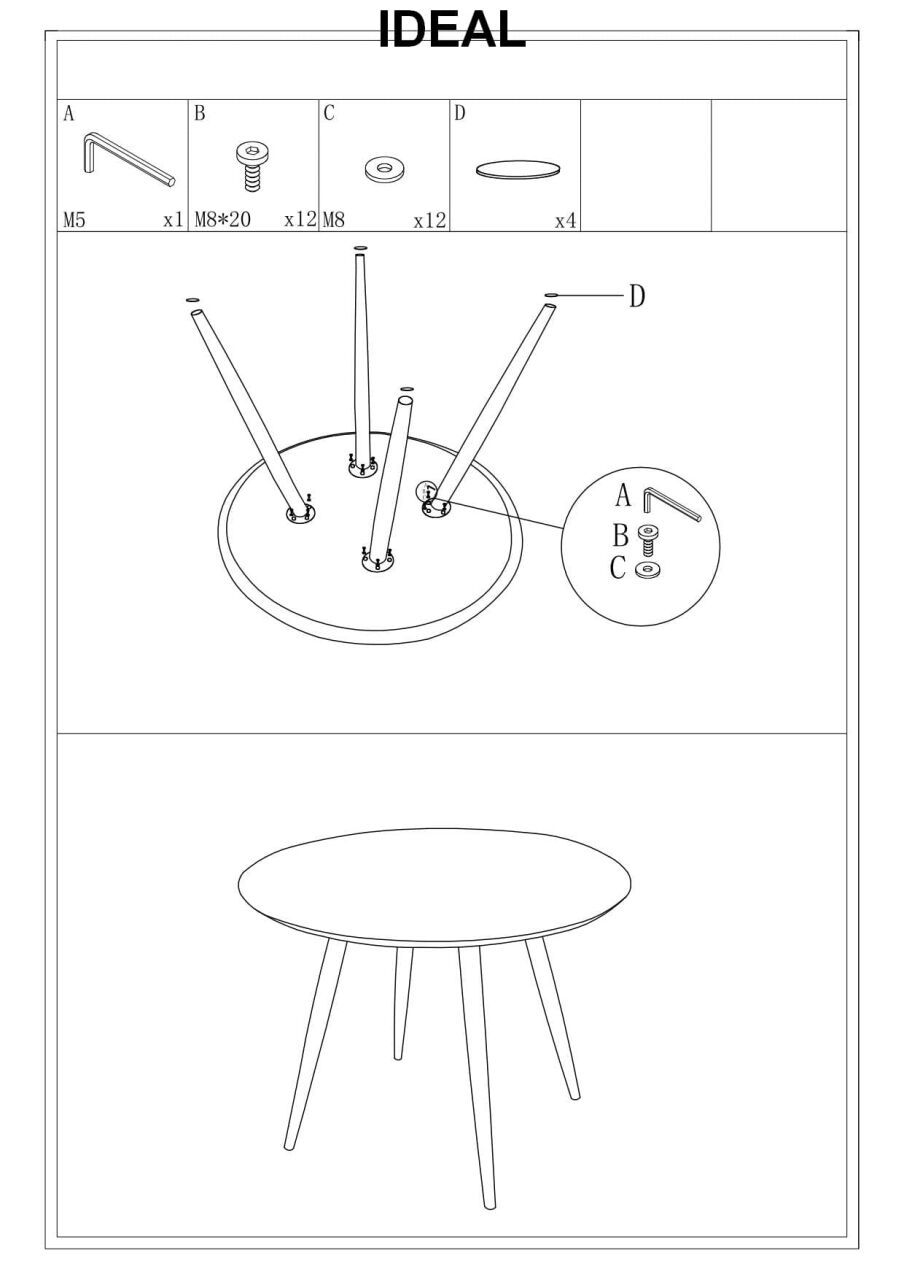 Стол Signal Ideal 100/76 (Керамический эффект/Черный мат) IDEALC100