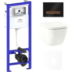 Унитаз Lavinia Boho Relfix One Rimless 6 в 1 75110110 (черный/темное дерево стекло)