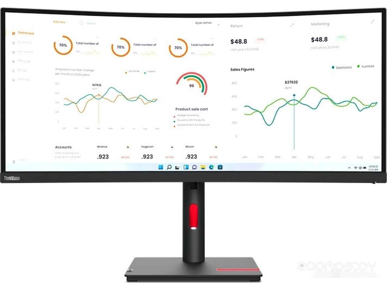 Монитор Lenovo ThinkVision T34w-30 63D4GAT1EU Монитор Lenovo ThinkVision T34w-30 63D4GAT1EU