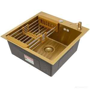 Кухонная мойка ARFEKA ECO AR 500*500, коландер, дозатор GOLD CL AR+DS AR