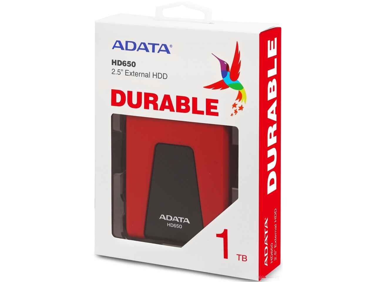 Внешний жёсткий диск A-Data DashDrive Durable HD650 AHD650-1TU31-CRD 1TB (красный) Внешний жёсткий диск A-Data DashDrive Durable HD650 AHD650-1TU31-CRD 1TB (красный)