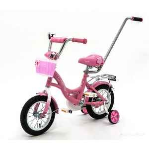 Детский велосипед Zigzag Girl 12 с ручкой (розовый)