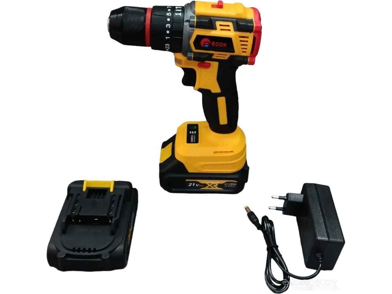 Дрель-шуруповерт Edon AD-21PBL (с 2-мя АКБ, кейс, набор оснастки) Дрель-шуруповерт Edon AD-21PBL (с 2-мя АКБ, кейс, набор оснастки)