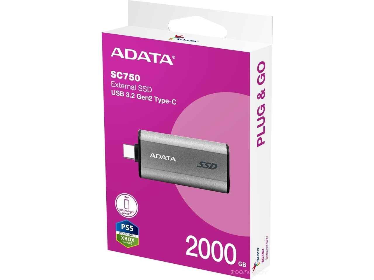 Внешний накопитель A-Data SC750 2TB SC750-2000G-CCBK Внешний накопитель A-Data SC750 2TB SC750-2000G-CCBK