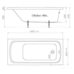 Ванна Triton Стандарт 150x70 (с каркасом)
