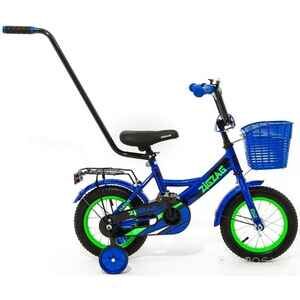 Детский велосипед Zigzag Classic 12 с ручкой (синий) ZG-1203