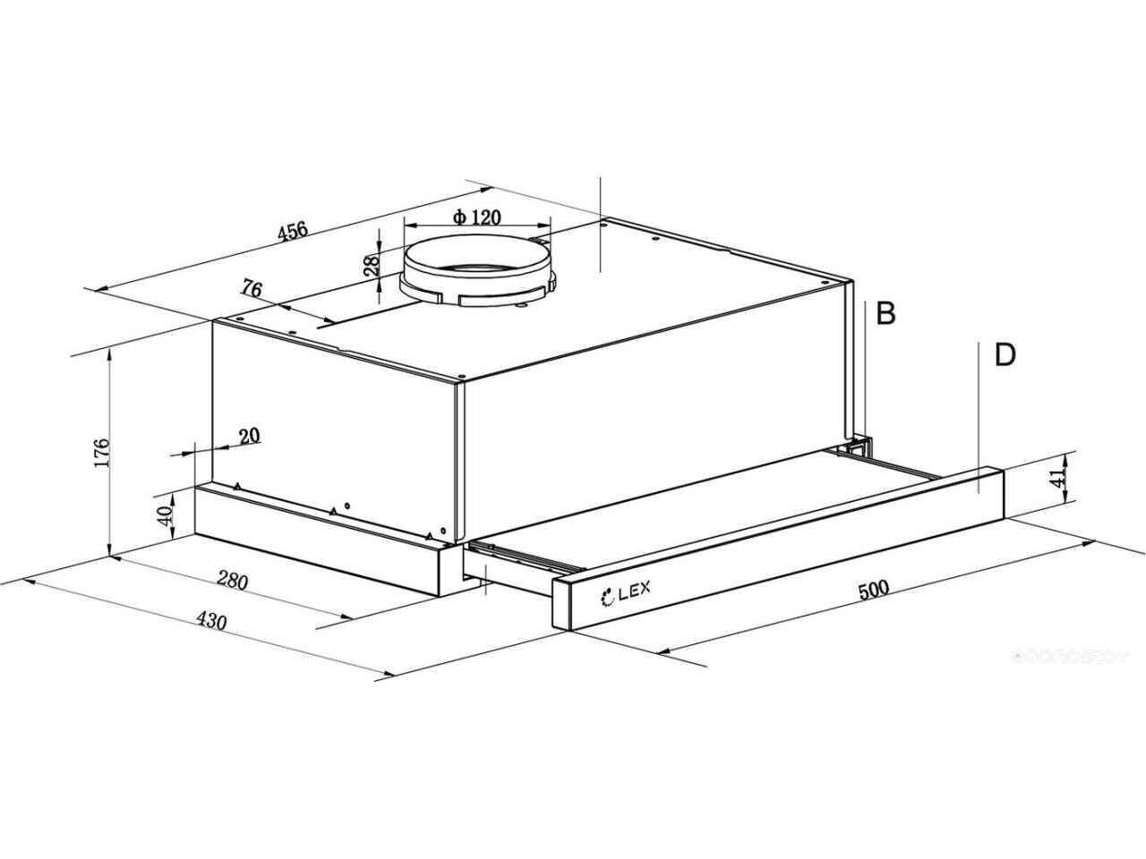 Кухонная вытяжка LEX Hide 500 (черный) Кухонная вытяжка LEX Hide 500 (черный)