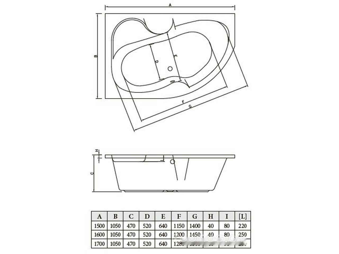 Ванна Bonito Home Arizona 160x105 R (с ножками) Ванна Bonito Home Arizona 160x105 R (с ножками)