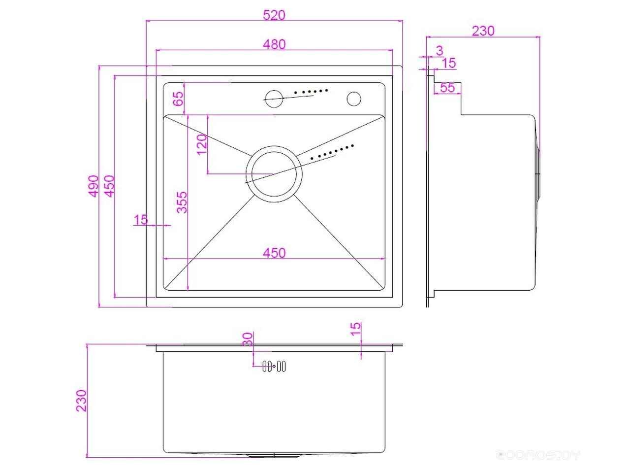Кухонная мойка ARFEKA Eco AR 520*490 Satin со смесителем и дозатором УТ-00003201 Кухонная мойка ARFEKA Eco AR 520*490 Satin со смесителем и дозатором УТ-00003201