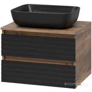 Brevita  Тумба под умывальник Dakota 60 DAK-09060-19/02-2Я (черный/темное дерево)