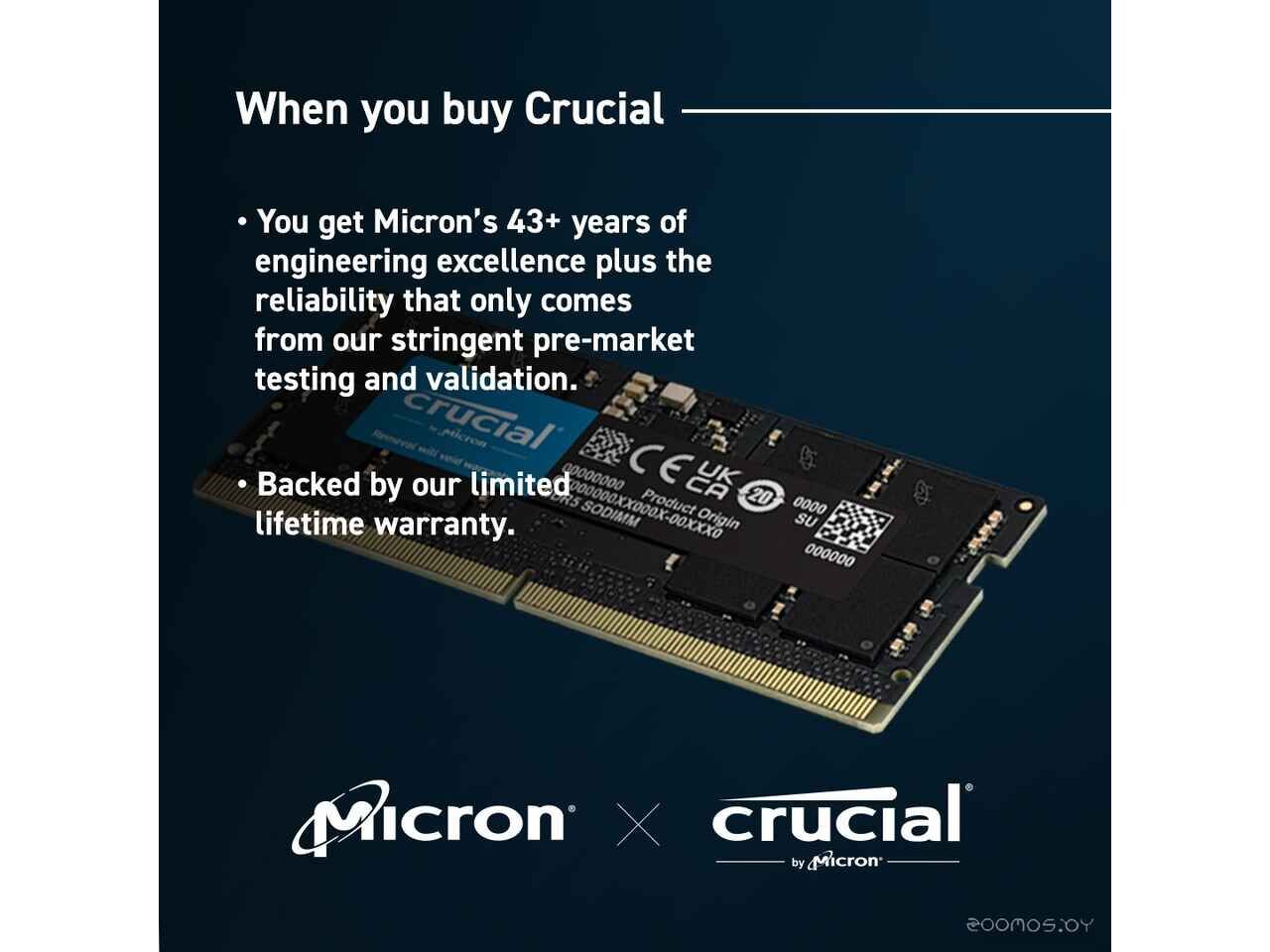 Оперативная память Crucial 32ГБ DDR5 SODIMM 5600 МГц CT32G56C46S5 Оперативная память Crucial 32ГБ DDR5 SODIMM 5600 МГц CT32G56C46S5