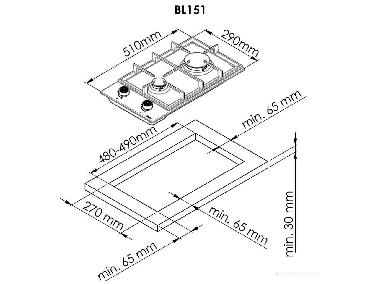 Газовая варочная панель ZorG Technology BL DOMINO black УТ-00001649 Газовая варочная панель ZorG Technology BL DOMINO black УТ-00001649