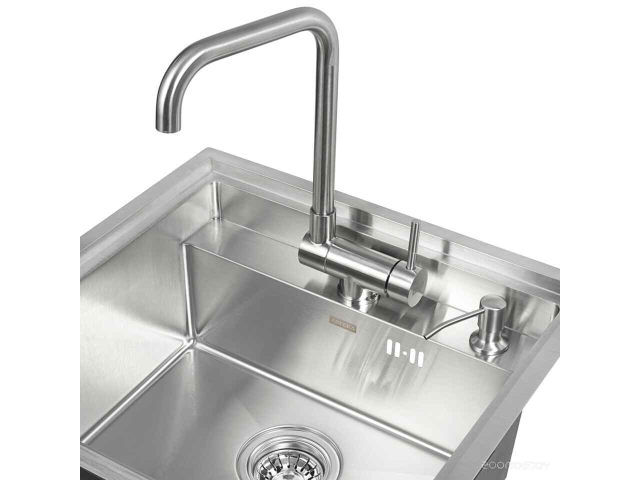 Кухонная мойка ARFEKA Eco AR 520*490 Satin со смесителем и дозатором УТ-00003201 Кухонная мойка ARFEKA Eco AR 520*490 Satin со смесителем и дозатором УТ-00003201