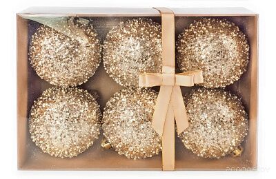 Елочная игрушка Ausini Набор новогодних шаров 12см 6шт золото B8031GD