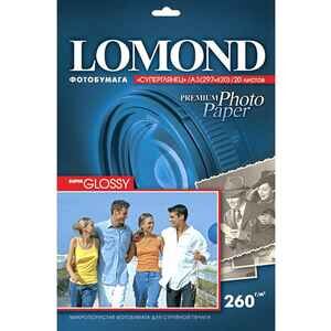 Фотобумага LOMOND Суперглянцевая А3 260 г/кв.м. 20 листов (1103130) Фотобумага LOMOND Суперглянцевая А3 260 г/кв.м. 20 листов (1103130)
