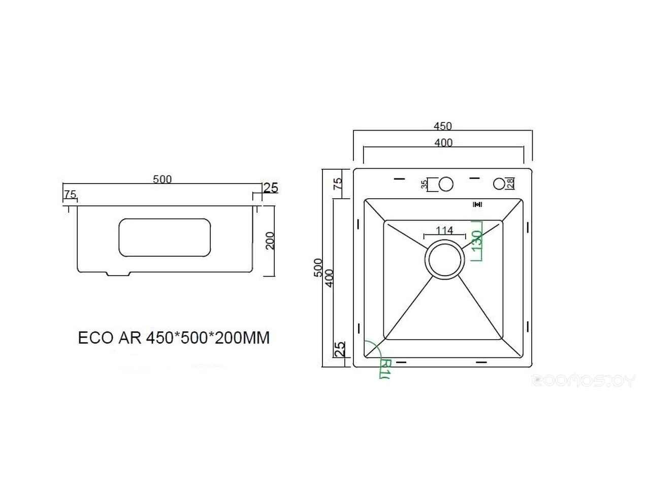 Кухонная мойка ARFEKA ECO AR 450*500 BLACK PVD NANO DECOR MILLET GRAINS Кухонная мойка ARFEKA ECO AR 450*500 BLACK PVD NANO DECOR MILLET GRAINS