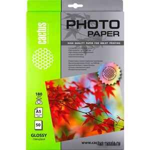 Фотобумага Cactus A5 180г/м2 50 л глянцевый CS-GA518050 Фотобумага Cactus A5 180г/м2 50 л глянцевый CS-GA518050