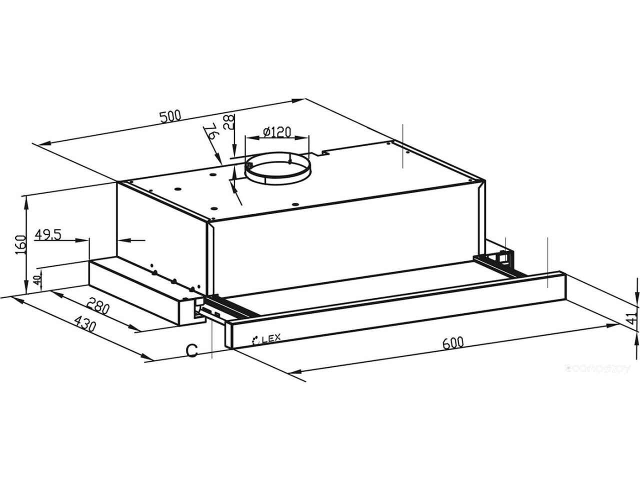 Кухонная вытяжка LEX Hide G 600 (белый) Кухонная вытяжка LEX Hide G 600 (белый)