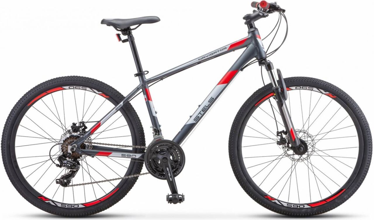Велосипед Stels Navigator 590 MD 26 K010 (18, серый/красный, 2021)