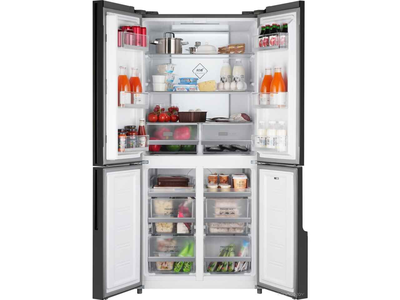 Четырёхдверный холодильник Weissgauff WCD 450 Inox Glass NoFrost Inverter Четырёхдверный холодильник Weissgauff WCD 450 Inox Glass NoFrost Inverter